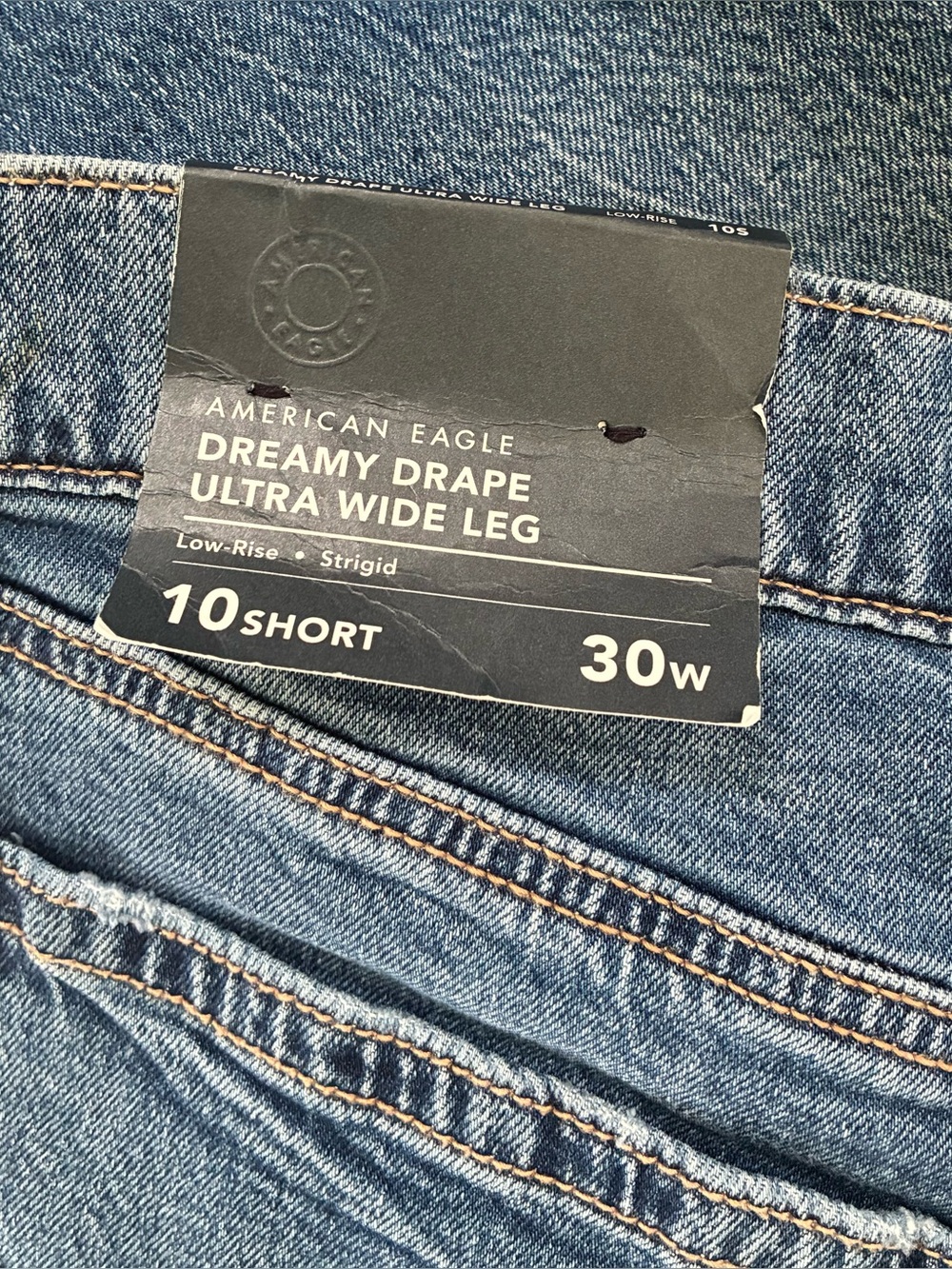 American Eagle Low Rise Ultra Wide Leg Baggy Jeans Medium Tinted Indigo Size 10 - Picture 5 of 6